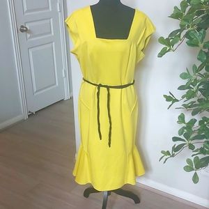 MUSOL Women's Yellow Midi Dress Size 2X